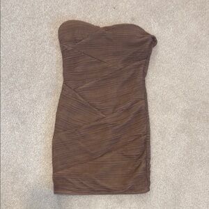 Elegant Brown Strapless Dress